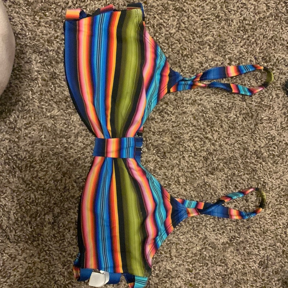 colorful stripped bikini top